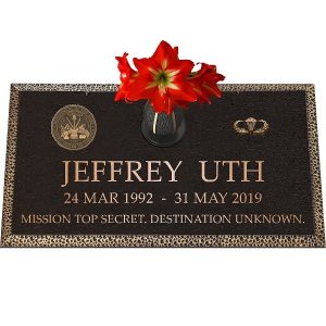 Military Bronze Memorial Plaque with Vase