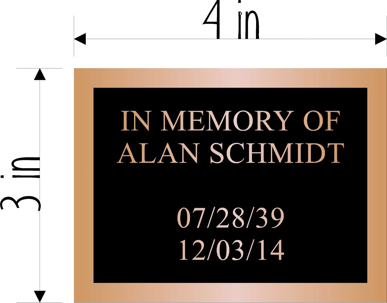 Plaque sample with all uppercase letters at 0.25 inch