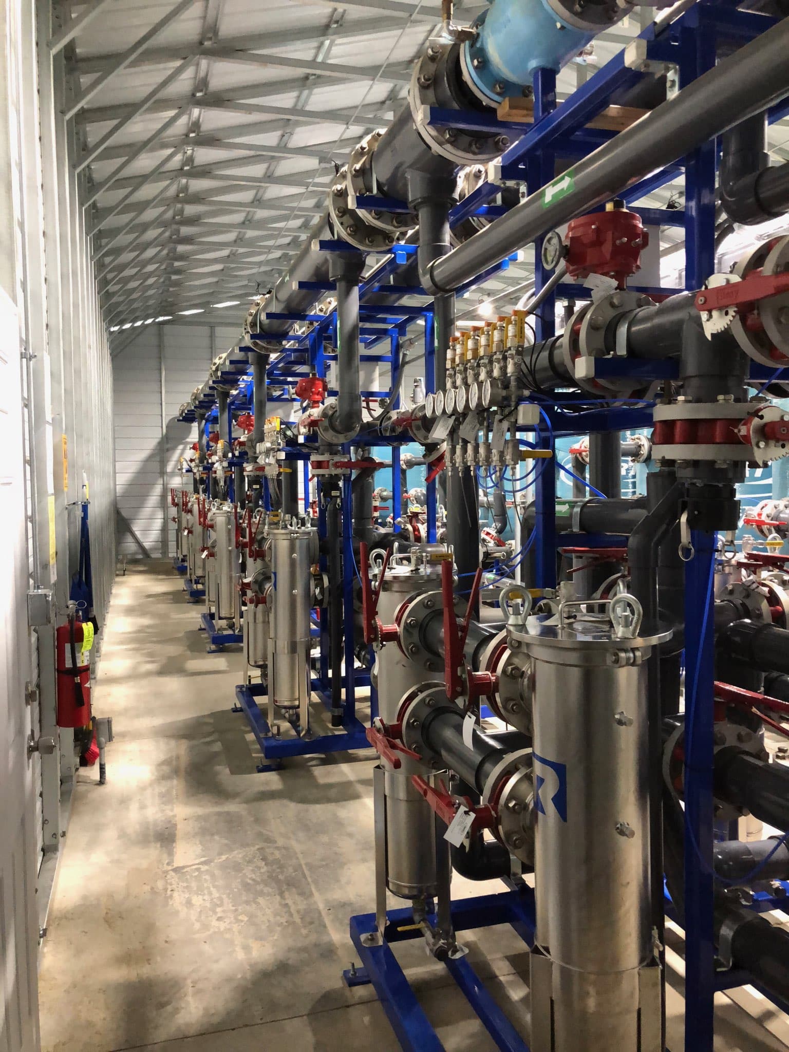 Inside the finished uranium water treatment plant building