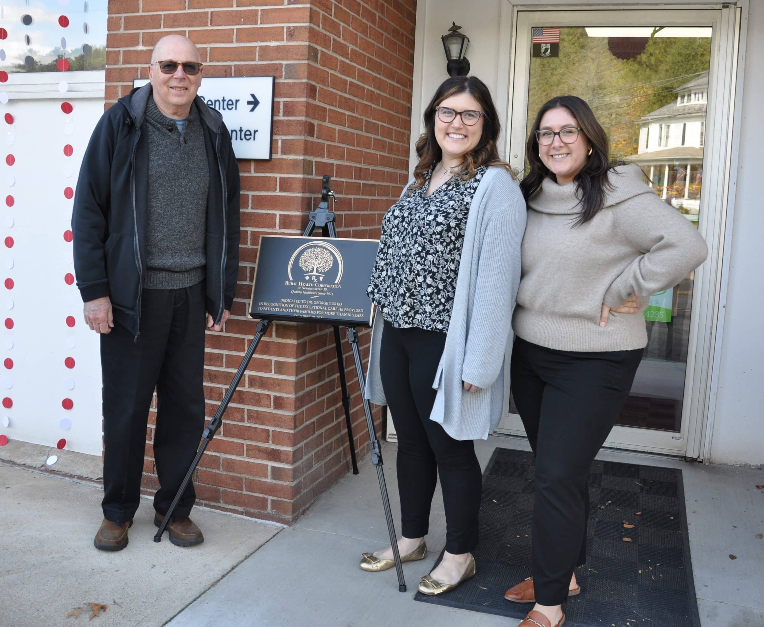 Tooled bronze dedication plaque for Dr. George Yurko, Rural Health Corporation of Northeastern PA