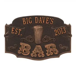 Established Bar wall plaque for Big Dave's Bar, established 2013, with a beer glass design