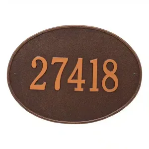 Hawthorne Oval one line wall plaque showing the number 27418 in a contrasting color