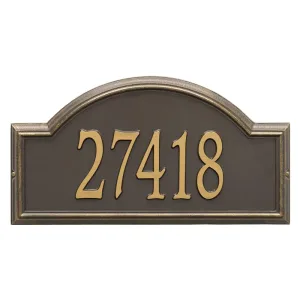 Bronze Providence Arch one line wall plaque with the number 27418 under a decorative arch