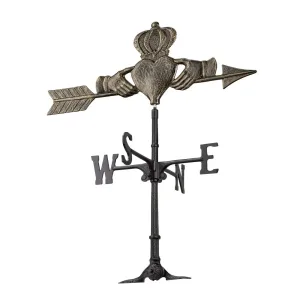 Decorative weather vane featuring a heart and arrow design with cardinal direction indicators.