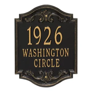 Glen Haven Grande wall plaque in a bronze finish showing 1926 and Washington Circle in gold lettering