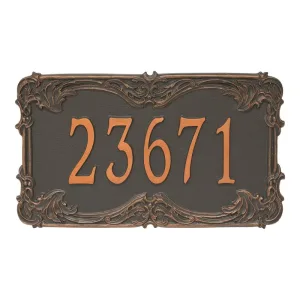 Leroux Extra Grande 1-line wall plaque, ornate bronze finish with the number 23671