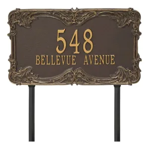 Bronze address plaque displaying the number 548 and the street name Bellevue Avenue in an ornate design.