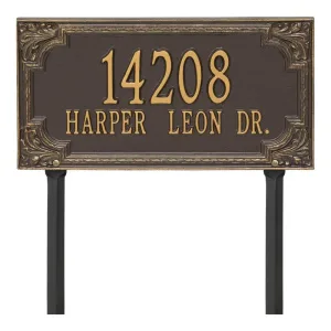 Bronze address plaque displaying the number 14208 and the text 'HARPER LEON DR.' in gold lettering.
