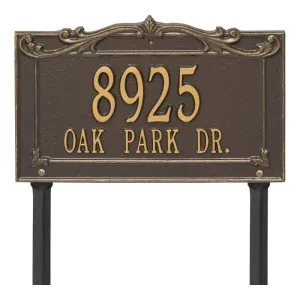 Bronze address plaque displaying the number 8925 and the text 'OAK PARK DR.' in gold lettering.
