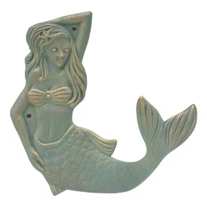 Decorative mermaid figure with detailed features and a textured finish, showcasing a serene pose.