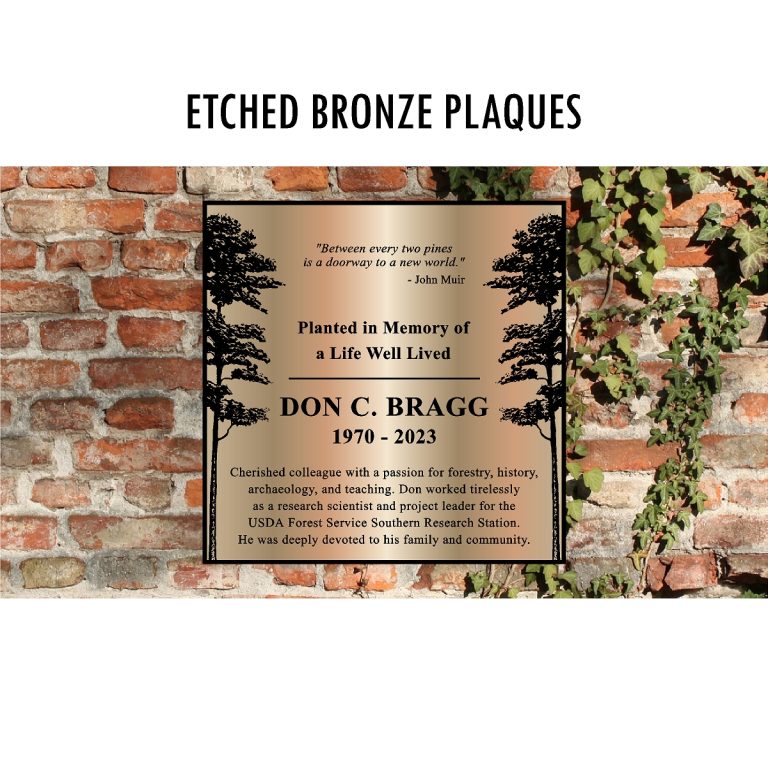 Etched bronze plaque