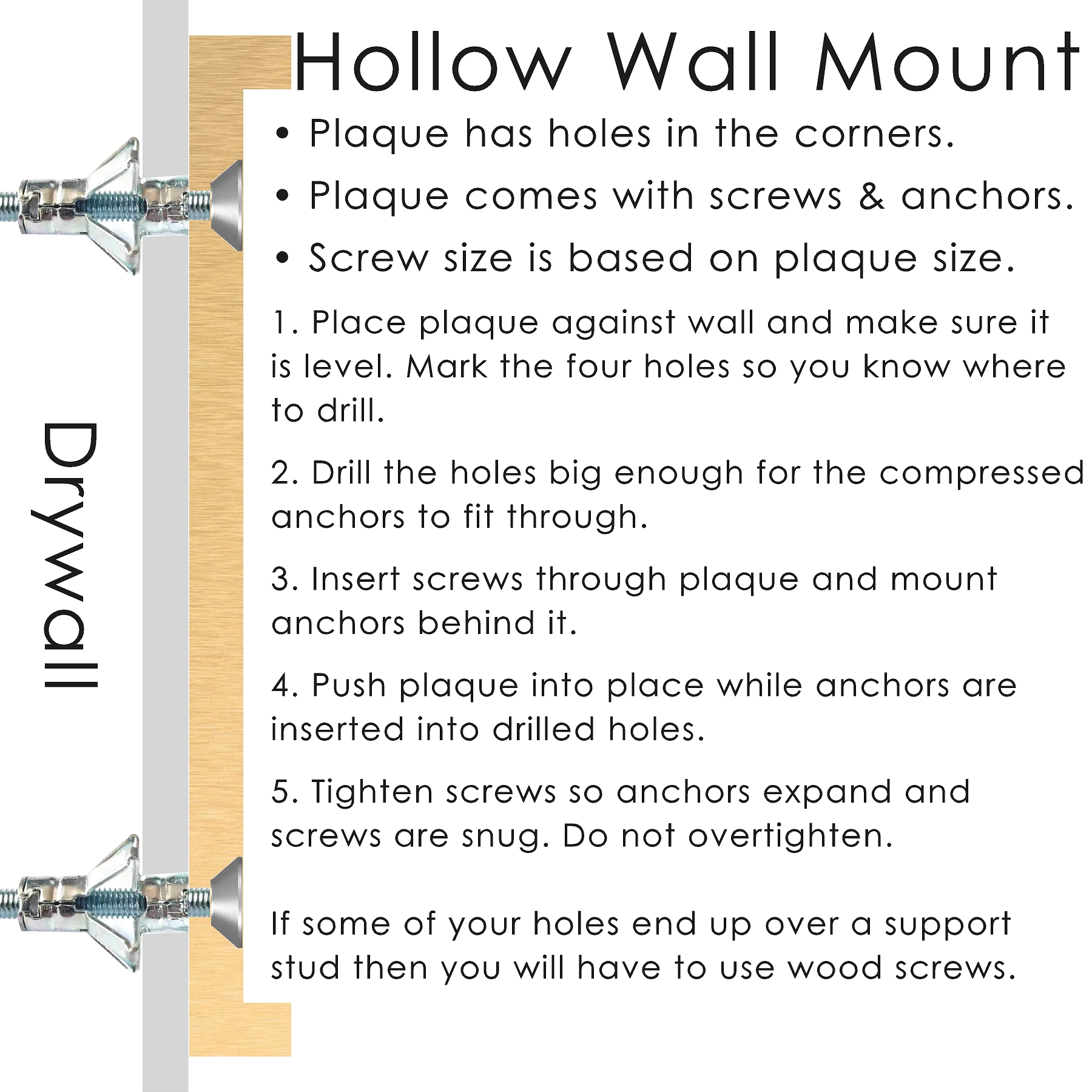 Hollow wall mount diagram