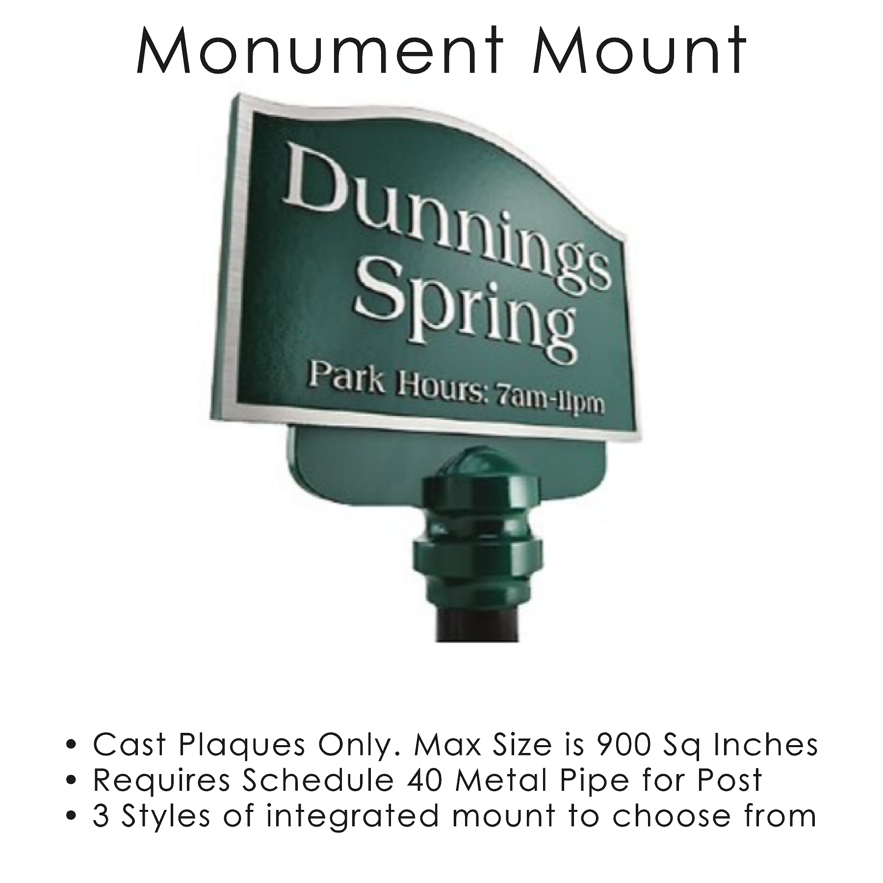 Monument / post cap mount cast bronze plaque example