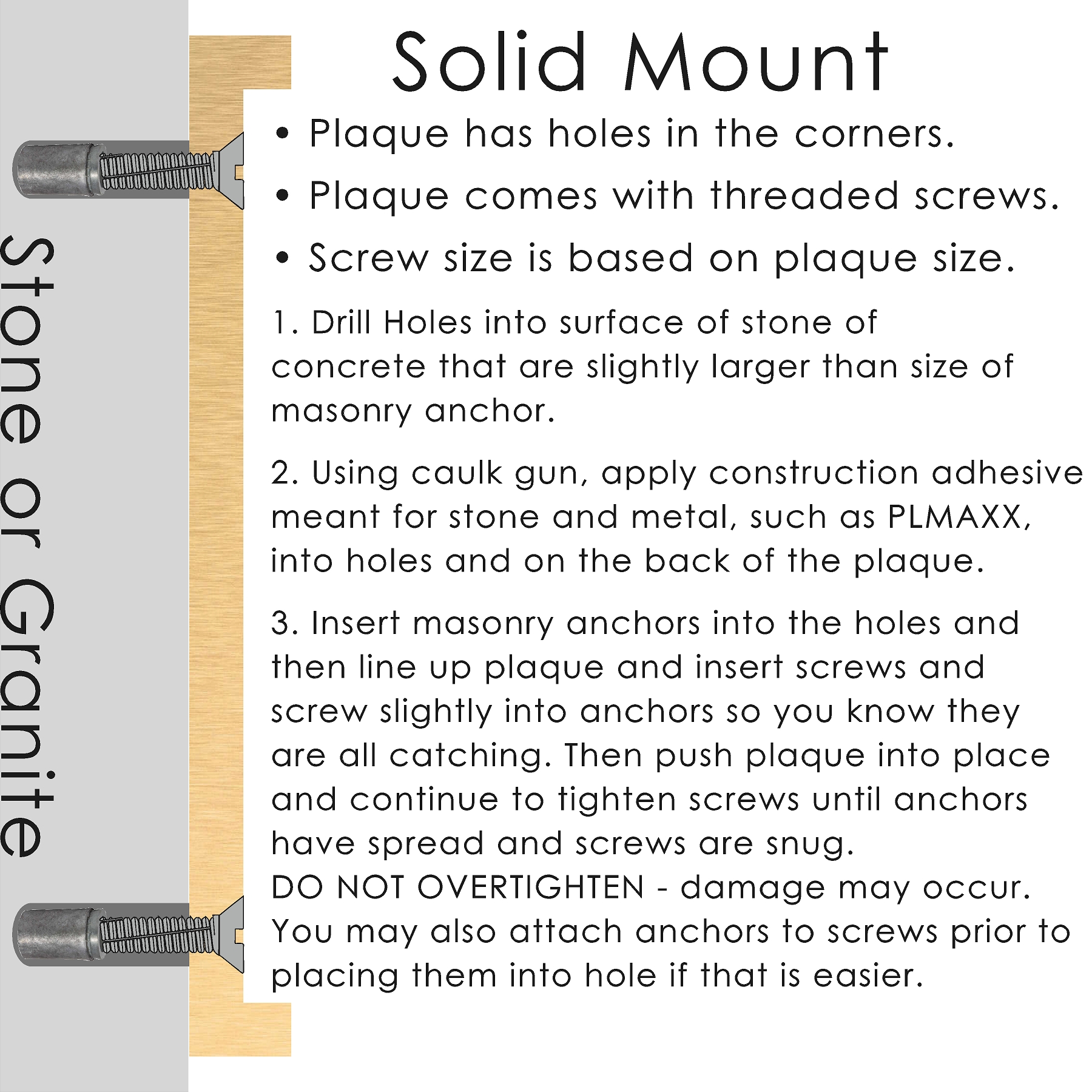 Solid wall mount diagram