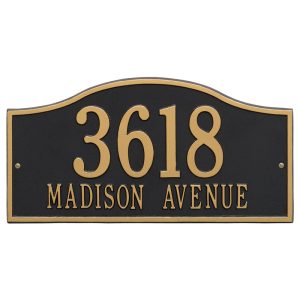 Rolling Hills Grand two line wall plaque with curved arch design showing address numbers and street name text