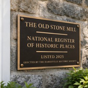 the old stone mill national register of historic places cast bronze plaque